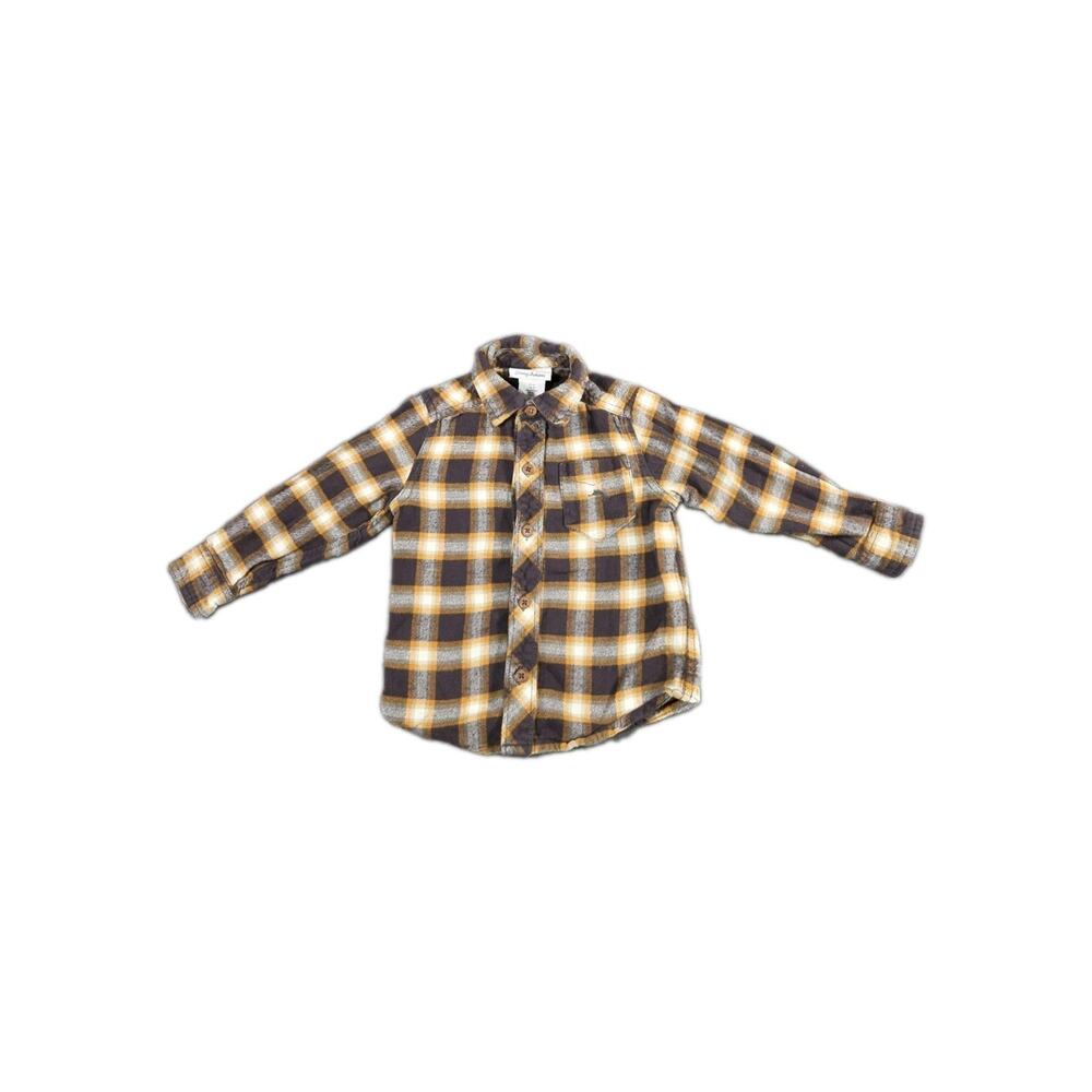 Tommy Bahama Boys Sz 2T Long Sleeves Brown Orange Plaid Flannel Shirt Cotton C2